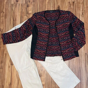 Violet B women’s jacket coat petite large top western Aztec tapestry black zip